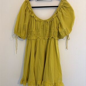 NWOT En Saison Danielle Mini Dress Chartreuse Babydoll Large